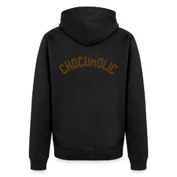 Schokolade - Unisex Premium Bio Zip Hoodie - Schwarz - Hinten - Nico (187cm)