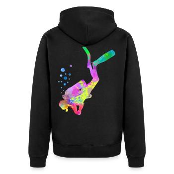 Taucher Motiv - Unisex Premium Bio Zip Hoodie - Schwarz - Hinten - Nico (187cm)