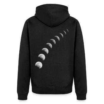 Mondphase Geschenk Mond Halbmond Vollmond Nacht - Unisex Premium Bio Zip Hoodie - Schwarz - Hinten - Nico (187cm)