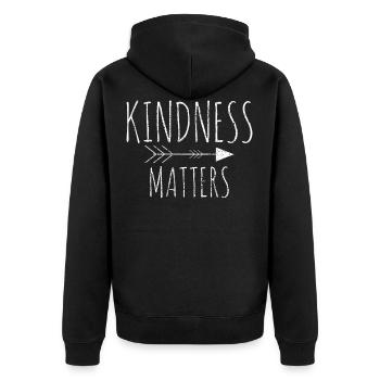 KINDNESS - Unisex Premium Organic Zip Hoodie - black - Back - Nico (187cm)