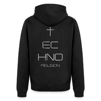 Religion techno - Veste à capuche bio Premium Unisexe - noir - Dos - Nico (187cm)