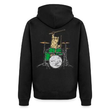 drummer - Unisex Premium Organic Zip Hoodie - black - Back - Nico (187cm)