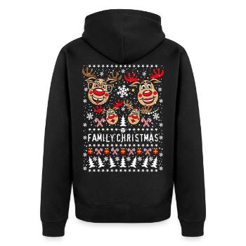 211 Hirsch Rudolph Rudi FAMILY Christmas 2 Kinder - Unisex Premium Bio Zip Hoodie - Schwarz - Hinten - Nico (187cm)