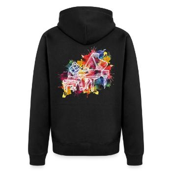 Klavier - Unisex Premium Bio Zip Hoodie - Schwarz - Hinten - Nico (187cm)