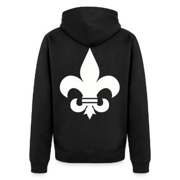 FLEUR DE LIS SHIRT - Unisex Premium Organic Zip Hoodie - black - Back - Nico (187cm)