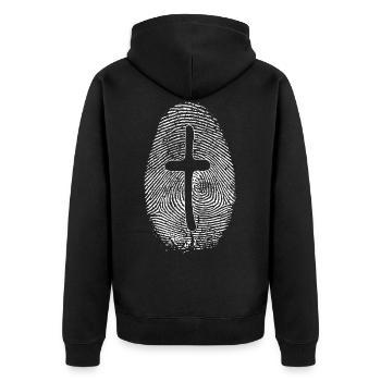 Glaube - Unisex Premium Bio Zip Hoodie - Schwarz - Hinten - Nico (187cm)
