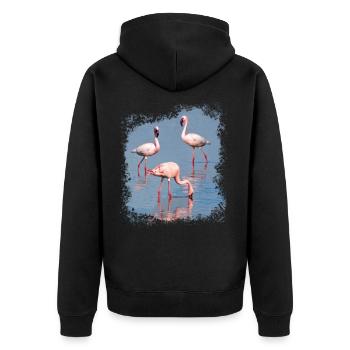 Flamants roses - Flamingo - Afrique - Safari - Kenya - Veste à capuche bio Premium Unisexe - noir - Dos - Nico (187cm)