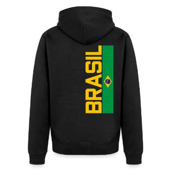 Retro Brasilien Trikot - Unisex Premium Bio Zip Hoodie - Schwarz - Hinten - Nico (187cm)