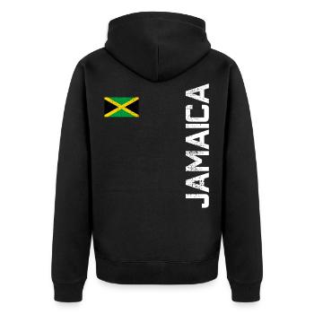 Jamaica - Unisex Premium Bio Zip Hoodie - Schwarz - Hinten - Nico (187cm)