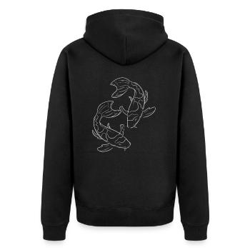 Koi Karpfen - Unisex Premium Bio Zip Hoodie - Schwarz - Hinten - Nico (187cm)