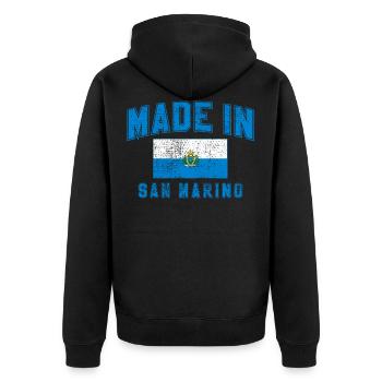 Made in San Marino - Unisex Premium Bio Zip Hoodie - Schwarz - Hinten - Nico (187cm)