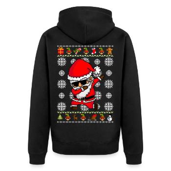 Dabbing Santa Claus - Ugly christmas sweater - Unisex Premium Bio Zip Hoodie - Schwarz - Hinten - Nico (187cm)