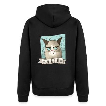 Mathe Nachhilfe Katze Lehrer Tshirt Geschenk - Unisex Premium Bio Zip Hoodie - Schwarz - Hinten - Nico (187cm)