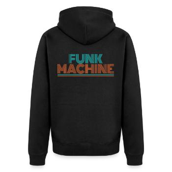 Funk Disco 70er DJ - Unisex Premium Bio Zip Hoodie - Schwarz - Hinten - Nico (187cm)