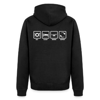 Eat Sleep Drohne Shirt Geschenk Drone Pilot - Unisex Premium Bio Zip Hoodie - Schwarz - Hinten - Nico (187cm)