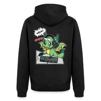 Green Gaming Dragon - Competitive PVP is Life - Unisex Premium Organic Zip Hoodie - black - Back - Nico (187cm)