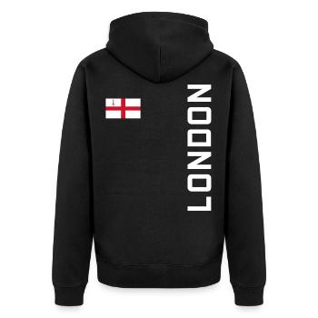LONDON SHIRT - Unisex Premium Organic Zip Hoodie - black - Back - Nico (187cm)