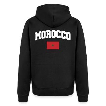 Marokko Flagge - Unisex Premium Bio Zip Hoodie - Schwarz - Hinten - Nico (187cm)