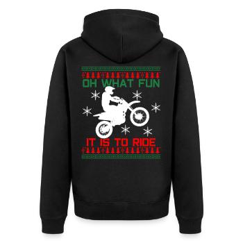 Motocross Christmas design - Unisex Premium Organic Zip Hoodie - black - Back - Nico (187cm)