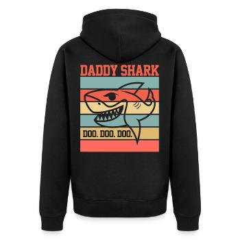 DADDY SHARK SHIRT - Unisex Premium Organic Zip Hoodie - black - Back - Nico (187cm)