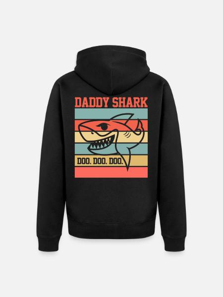 DADDY SHARK SHIRT - Unisex Premium Organic Zip Hoodie - black