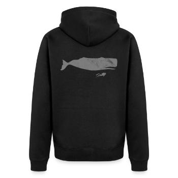 Tauchen Wal - Unisex Premium Bio Zip Hoodie - Schwarz - Hinten - Nico (187cm)