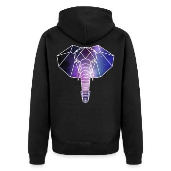 Geometrischer Elefant | Low Poly Galaxie Wildtier - Unisex Premium Bio Zip Hoodie - Schwarz - Hinten - Nico (187cm)
