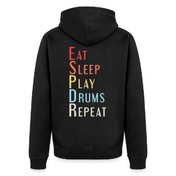 Eat Sleep Drums - Unisex Premium Bio Zip Hoodie - Schwarz - Hinten - Nico (187cm)