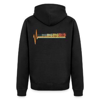 fire Department - Unisex Premium Organic Zip Hoodie - black - Back - Nico (187cm)