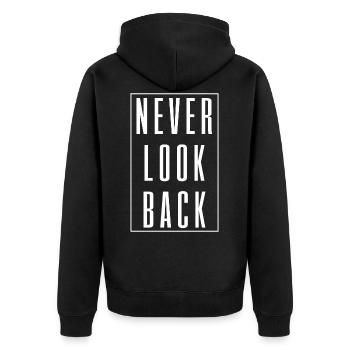 Spruch Zitat Motivation Vergangenheit - Unisex Premium Bio Zip Hoodie - Schwarz - Hinten - Nico (187cm)