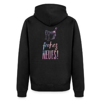 New Year's Eve 2018 T-Shirt Happy New Sparkling Wine Knaller - Unisex Premium Organic Zip Hoodie - black - Back - Nico (187cm)