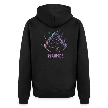 Kacke Scheißhaufen Stuhlgang Scheisse Schrottwicht - Unisex Premium Bio Zip Hoodie - Schwarz - Hinten - Nico (187cm)