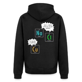 Chemie Chemikerin Lustig Nerd - Unisex Premium Bio Zip Hoodie - Schwarz - Hinten - Nico (187cm)