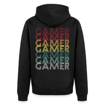 Gamer Gamer Gamer - Unisex Premium Bio Zip Hoodie - Schwarz - Hinten - Nico (187cm)