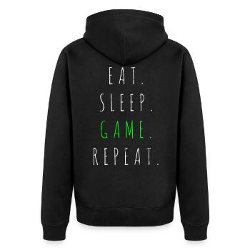 Gamer - Unisex Premium Bio Zip Hoodie - Schwarz - Hinten - Nico (187cm)