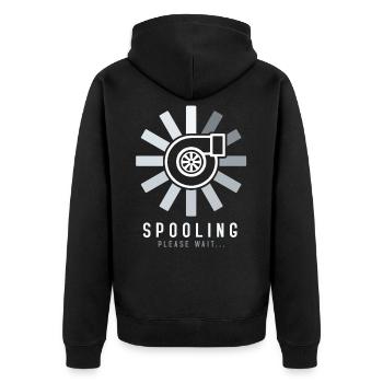 Turbo Boost Spooling - Unisex Premium Organic Zip Hoodie - black - Back - Nico (187cm)