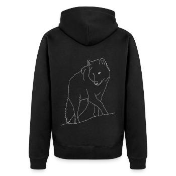Wolf - Unisex Premium Bio Zip Hoodie - Schwarz - Hinten - Nico (187cm)