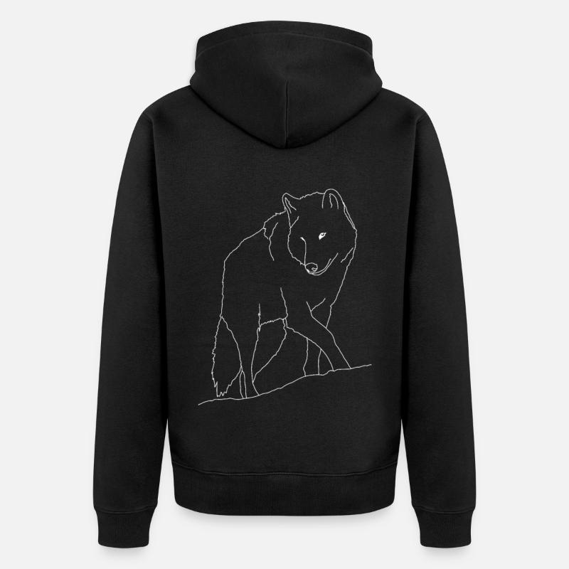 Wolf - Unisex Premium Bio Zip Hoodie - Schwarz