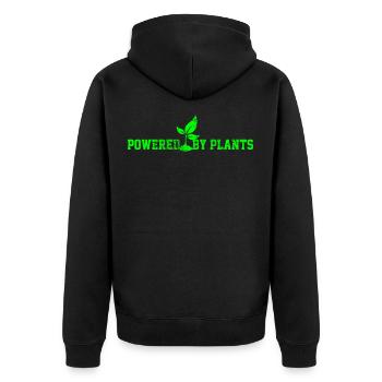 Powered by plants - Unisex Premium Organic Zip Hoodie - black - Back - Nico (187cm)
