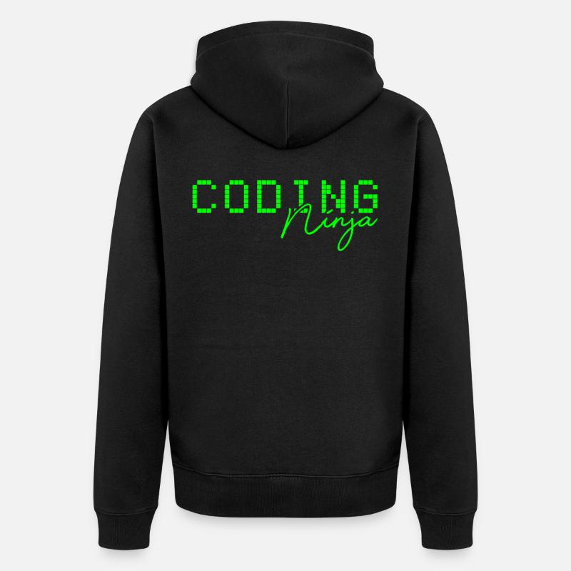 Code Coding Ninja - Unisex Premium Bio Zip Hoodie - Schwarz
