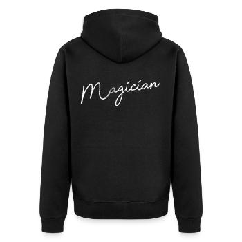 Magier - Unisex Premium Bio Zip Hoodie - Schwarz - Hinten - Nico (187cm)
