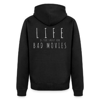 Filme Lieben - Unisex Premium Bio Zip Hoodie - Schwarz - Hinten - Nico (187cm)