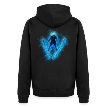 Cool Ski Jumper Illustration Winter Sport Hobby - Unisex Premium Organic Zip Hoodie - black - Back - Nico (187cm)