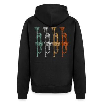 trumpet - Unisex Premium Organic Zip Hoodie - black - Back - Nico (187cm)