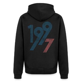 1997 - Unisex Premium Organic Zip Hoodie - black - Back - Nico (187cm)