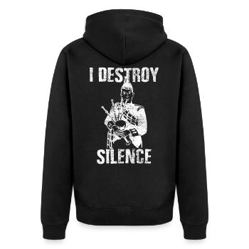 Dudelsack - Unisex Premium Bio Zip Hoodie - Schwarz - Hinten - Nico (187cm)