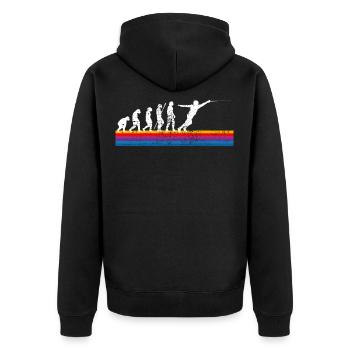 Fechten Evolution - Unisex Premium Bio Zip Hoodie - Schwarz - Hinten - Nico (187cm)