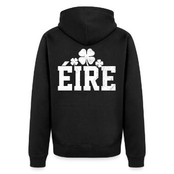 Shamrock Gloverleaf Eire - Unisex Premium Bio Zip Hoodie - Schwarz - Hinten - Nico (187cm)