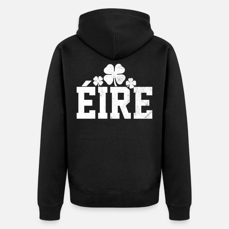 Shamrock Gloverleaf Eire - Unisex Premium Organic Zip Hoodie - black