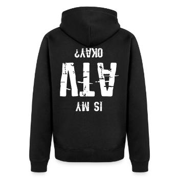 Quad - Unisex Premium Bio Zip Hoodie - Schwarz - Hinten - Nico (187cm)